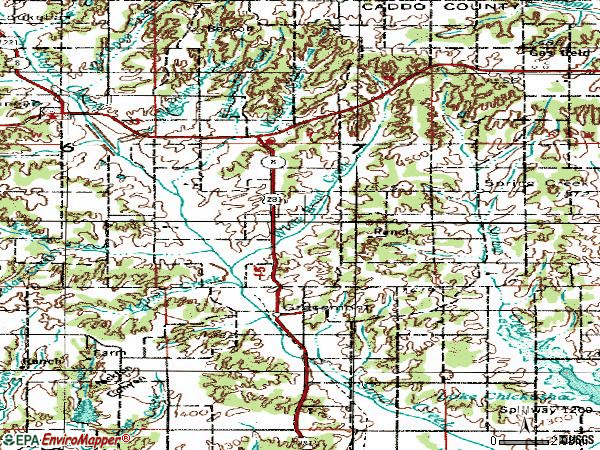 Zip code 73042 topographic map