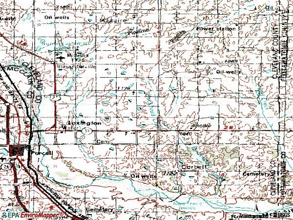 Zip code 73051 topographic map