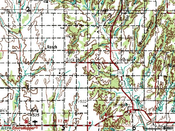 Zip code 73053 topographic map