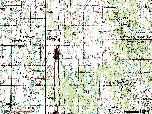 Zip code 73055 topographic map
