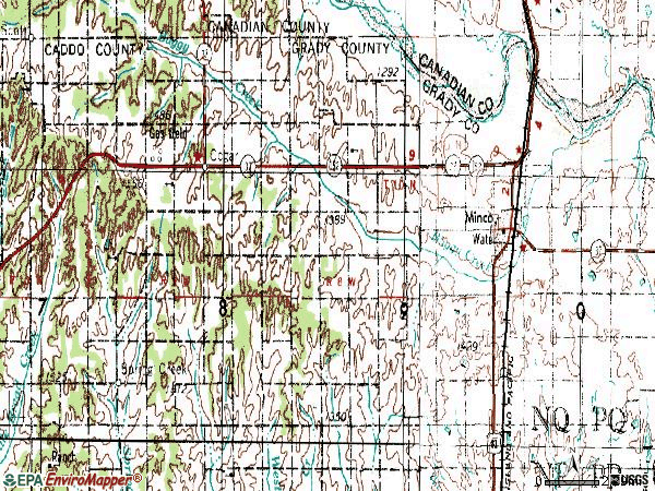 Zip code 73059 topographic map