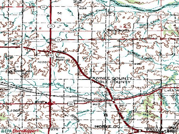 Zip code 73061 topographic map