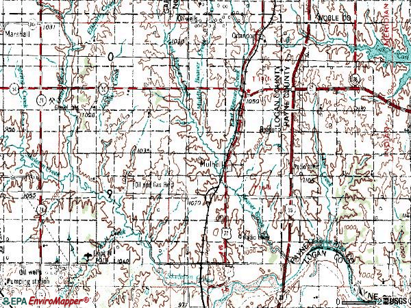 Zip code 73063 topographic map