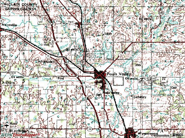 Zip code 73075 topographic map