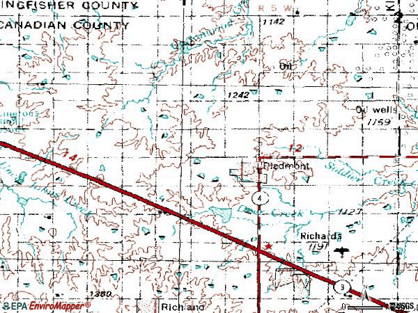 Zip code 73078 topographic map