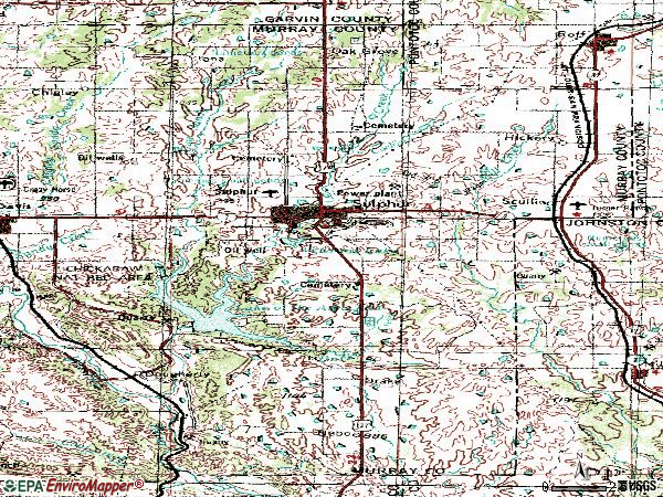 Zip code 73086 topographic map