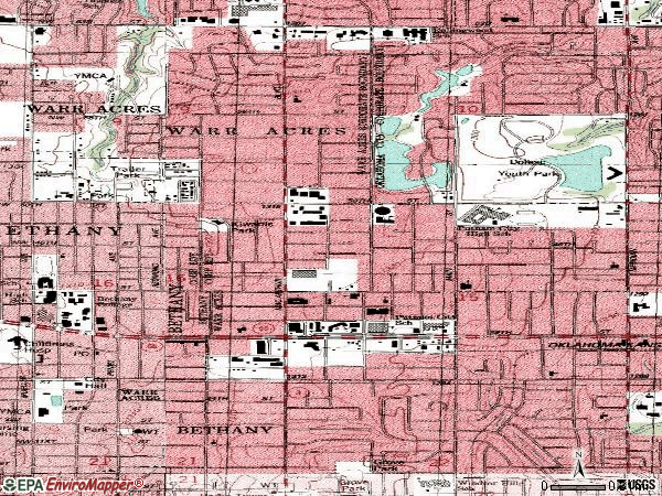 Zip code 73122 topographic map