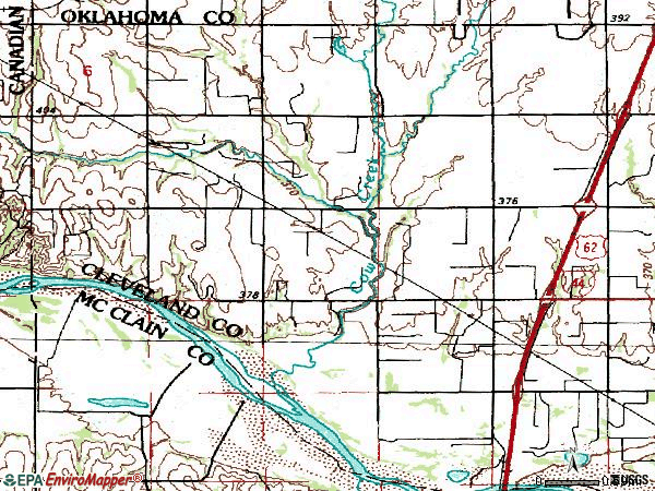 Zip code 73173 topographic map