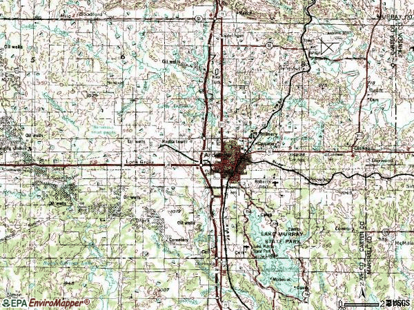 Zip code 73401 topographic map