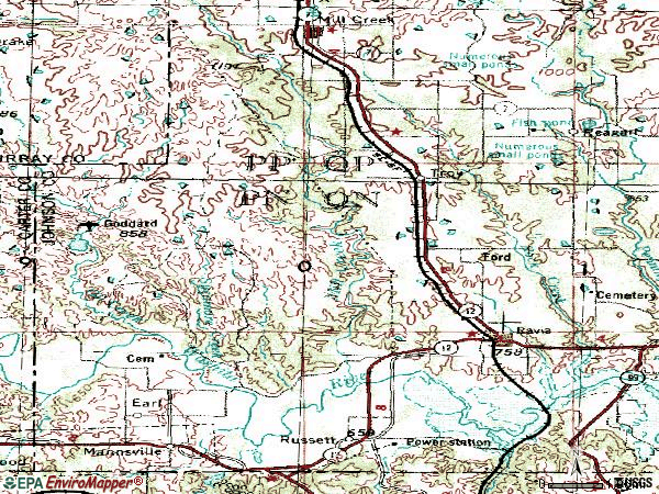 Zip code 73447 topographic map