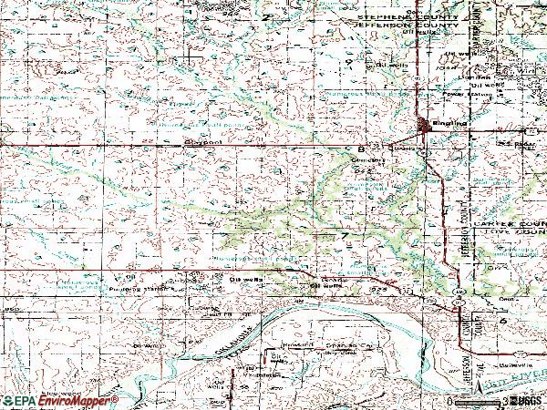 Zip code 73456 topographic map