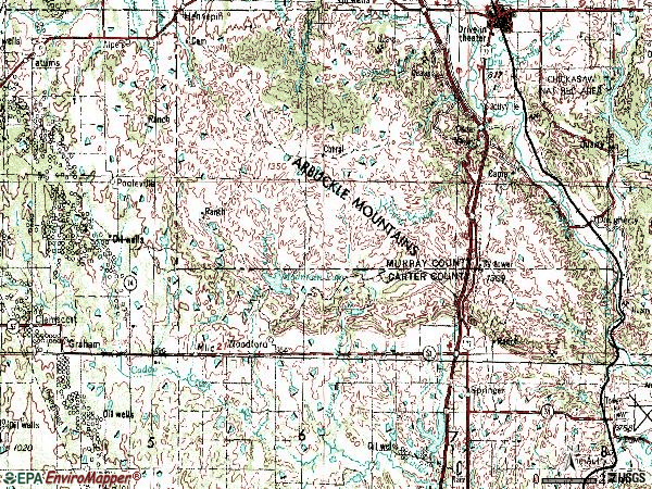 Zip code 73458 topographic map