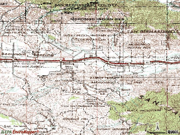 Zip code 92220 topographic map