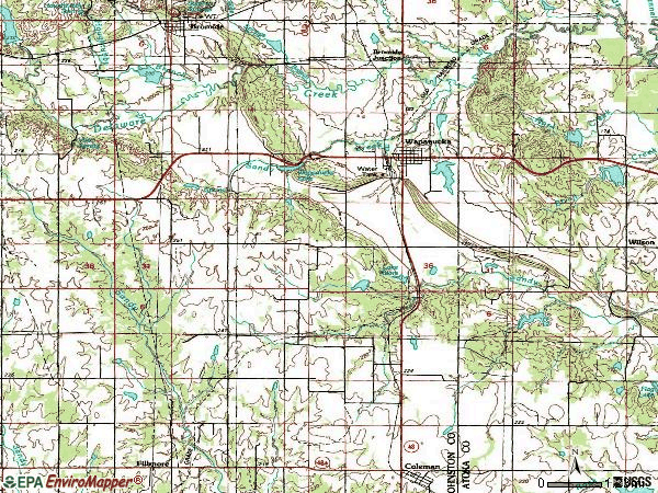 Zip code 73461 topographic map