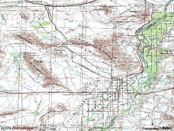 Zip code 92225 topographic map