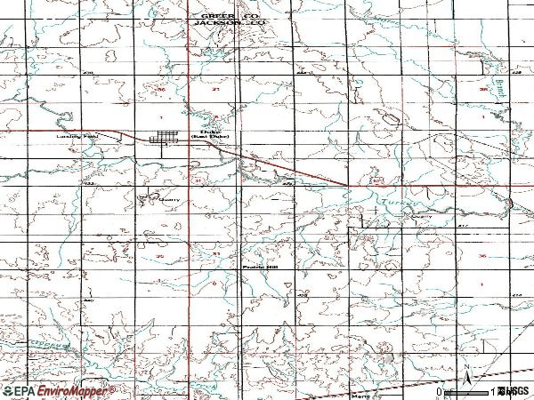 Zip code 73532 topographic map