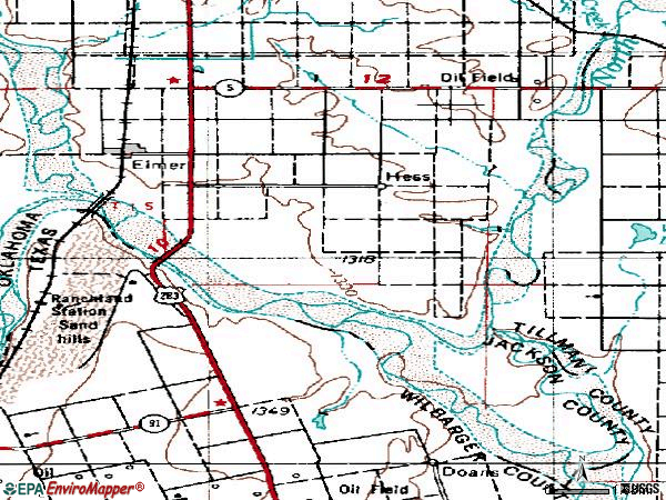 Zip code 73539 topographic map
