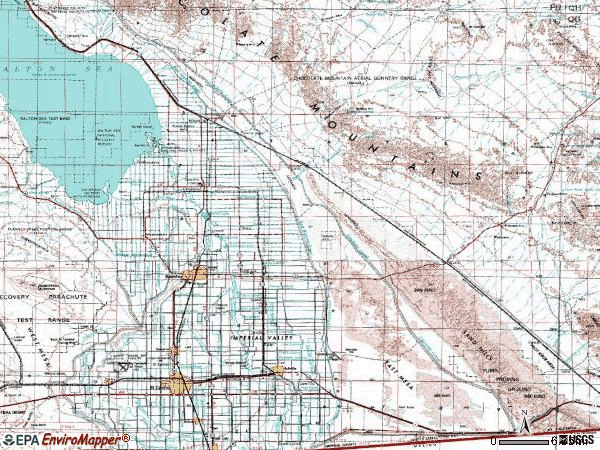 Zip code 92227 topographic map