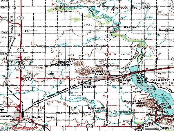 Zip code 73547 topographic map