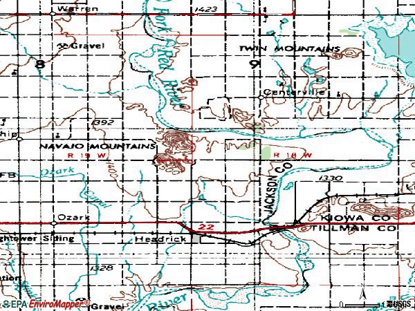 Zip code 73549 topographic map
