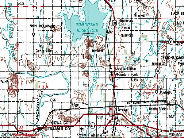 Zip code 73559 topographic map