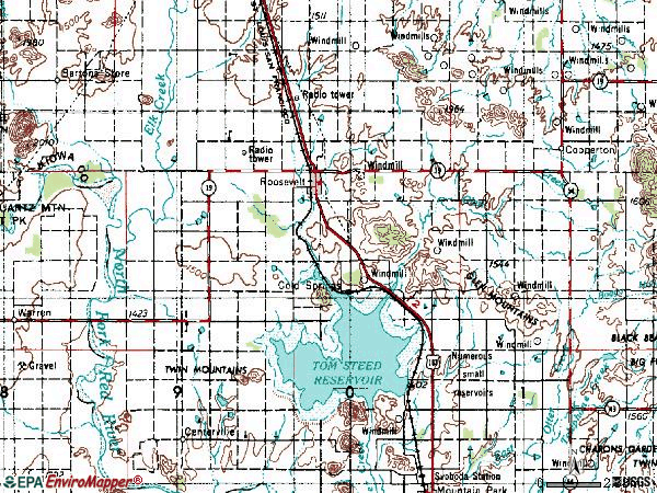 Zip code 73564 topographic map