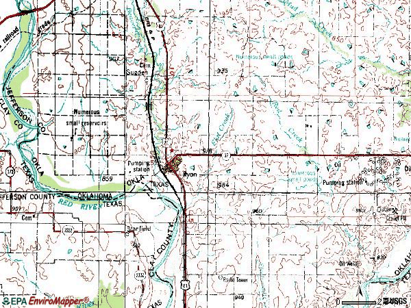 Zip code 73565 topographic map