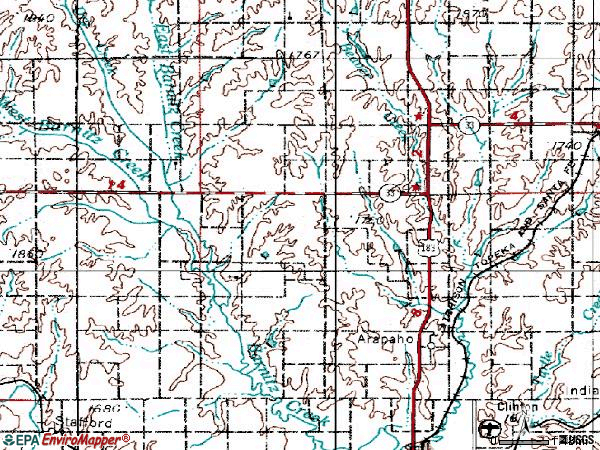 Zip code 73620 topographic map
