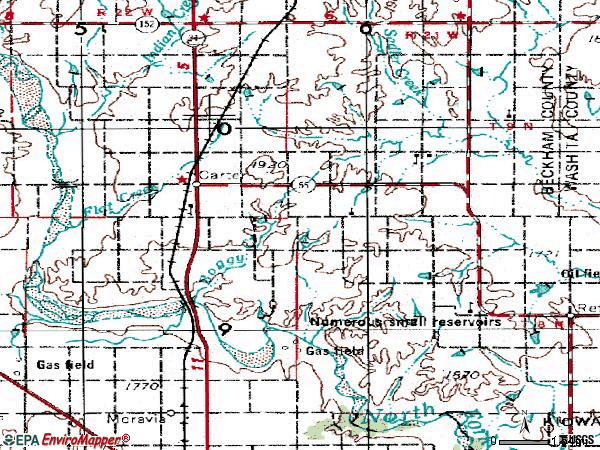 Zip code 73627 topographic map