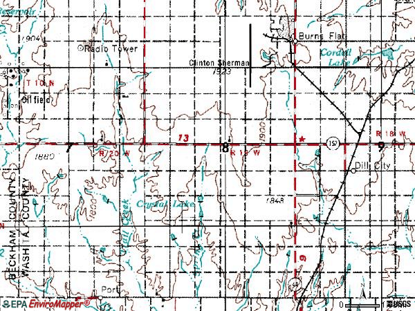 Zip code 73641 topographic map