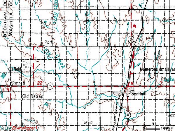 Zip code 73664 topographic map