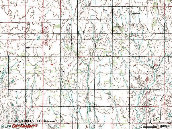Zip code 73666 topographic map
