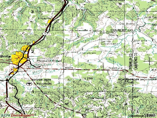 Zip code 35654 topographic map