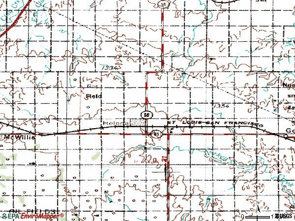 Zip code 73741 topographic map