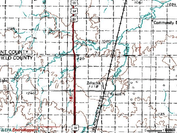 Zip code 73753 topographic map