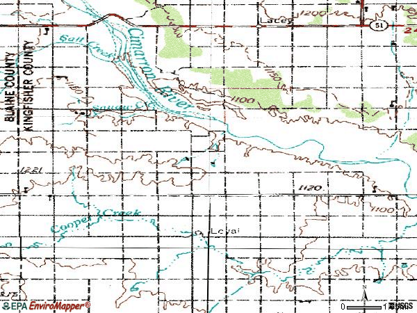 Zip code 73756 topographic map