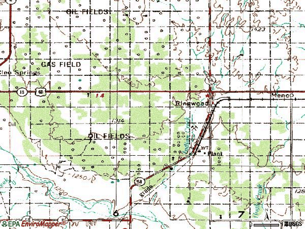 Zip code 73768 topographic map