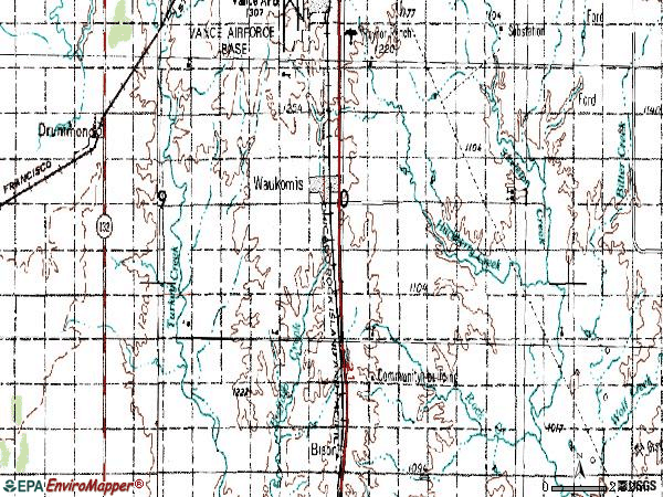 Zip code 73773 topographic map