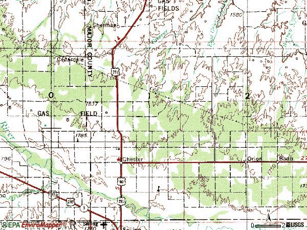 Zip code 73838 topographic map