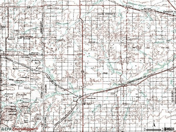 Zip code 73843 topographic map