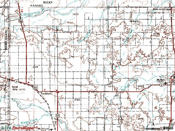 Zip code 73855 topographic map