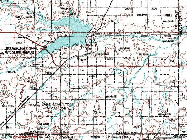 Zip code 73944 topographic map