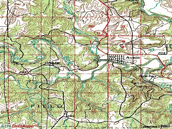 Zip code 74001 topographic map