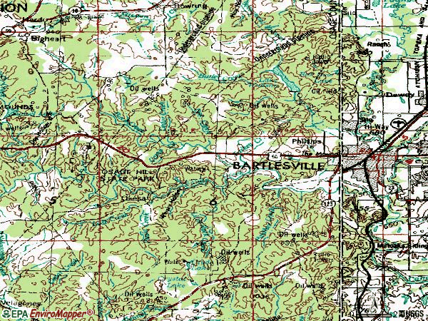 Zip code 74003 topographic map