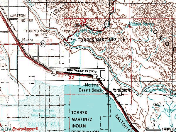 Zip code 92254 topographic map