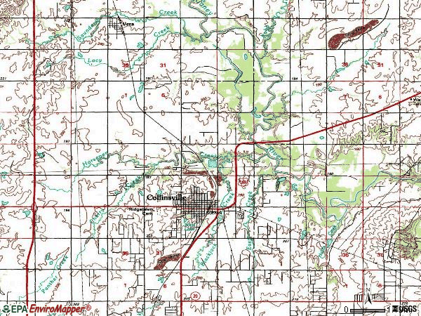 Zip code 74021 topographic map