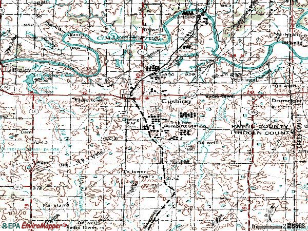 Zip code 74023 topographic map