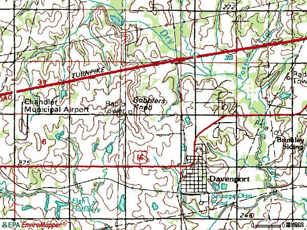 Zip code 74026 topographic map