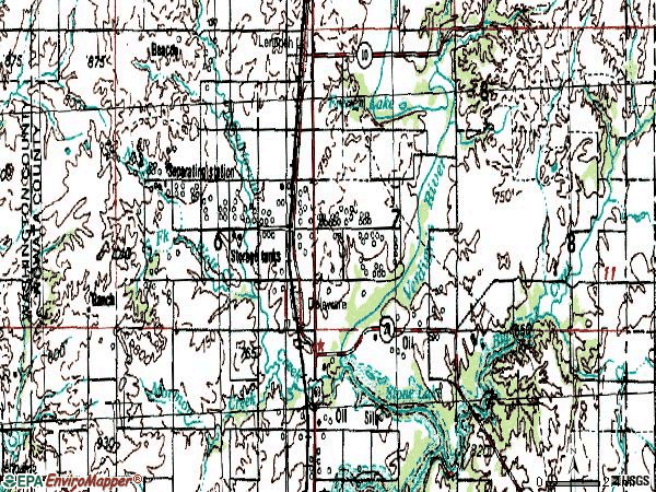 Zip code 74027 topographic map