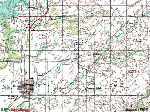 Zip code 74029 topographic map
